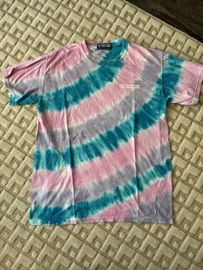 Sleepover By Esther Tie-Dye Crewneck T-Shirt — Pink, Teal, Lilac Size M
